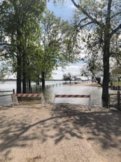 Due to a lot of rain, water from the lake covering the streets that we could drive over 1 week ago, a few of the trees are submerged as well.